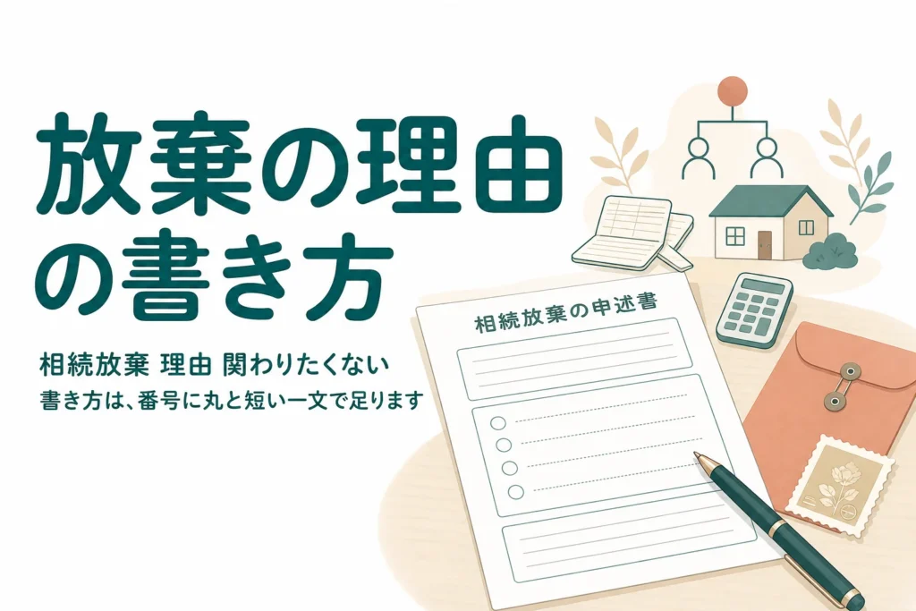 相続放棄申述書の放棄の理由欄を、関わりたくない場合など理由別に書く方法を解説する記事のアイキャッチ