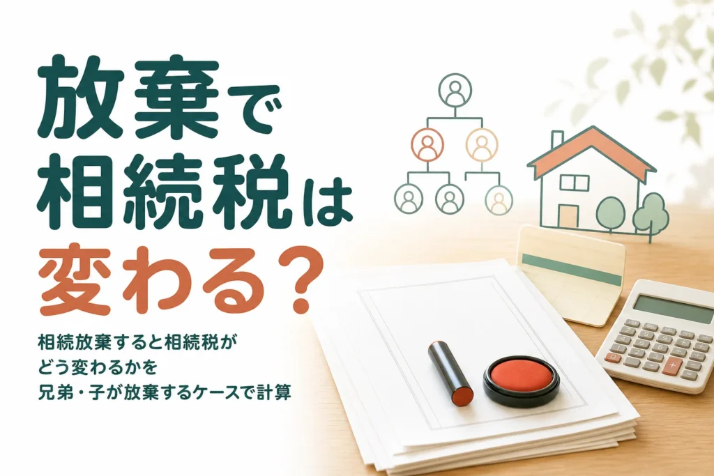 相続放棄をした時に相続税がどう変わるかを兄弟や子が放棄するケースで計算する記事のアイキャッチ
