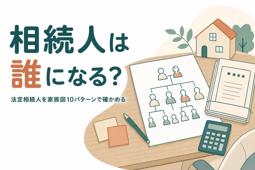 法定相続人が誰になるかを家族図のパターンで確かめる記事のアイキャッチ
