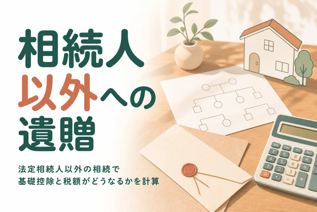 法定相続人以外が遺贈を受けた時の基礎控除と相続税の計算を解説する記事のアイキャッチ
