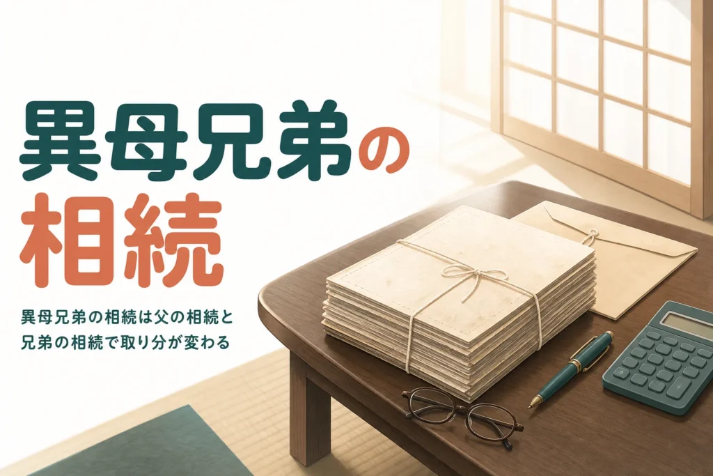 異母兄弟がいる相続の取り分を父の相続と兄弟の相続に分けて解説する記事のアイキャッチ