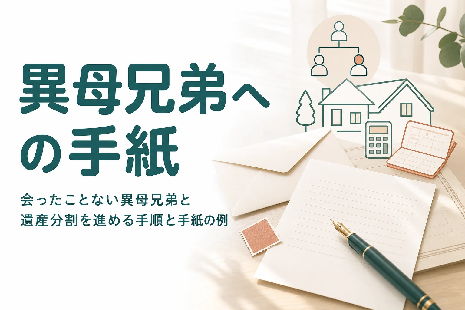 会ったことのない異母兄弟と遺産分割を進める手順と最初の手紙の例を解説する記事のアイキャッチ