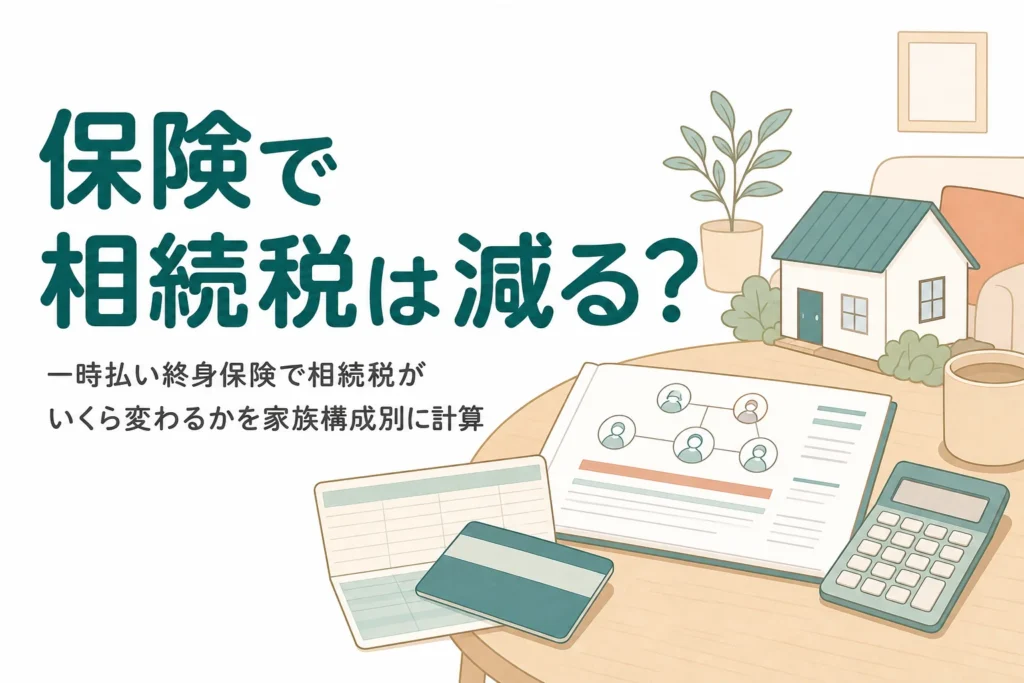一時払い終身保険で相続税がいくら変わるかをケース別に計算する記事のアイキャッチ