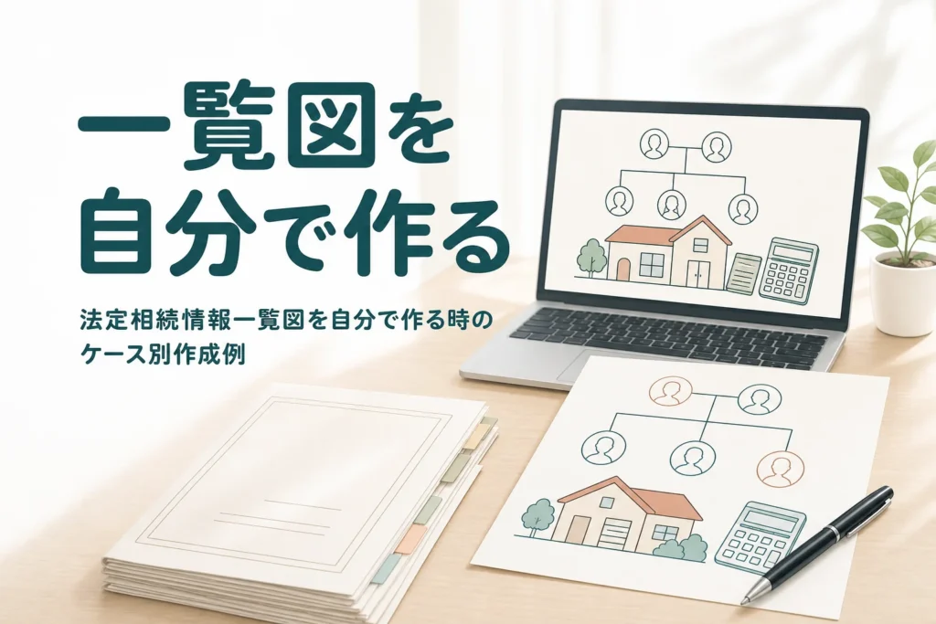 法定相続情報一覧図を自分で作る方法を子のみ・代襲・兄弟のケース別に解説する記事のアイキャッチ