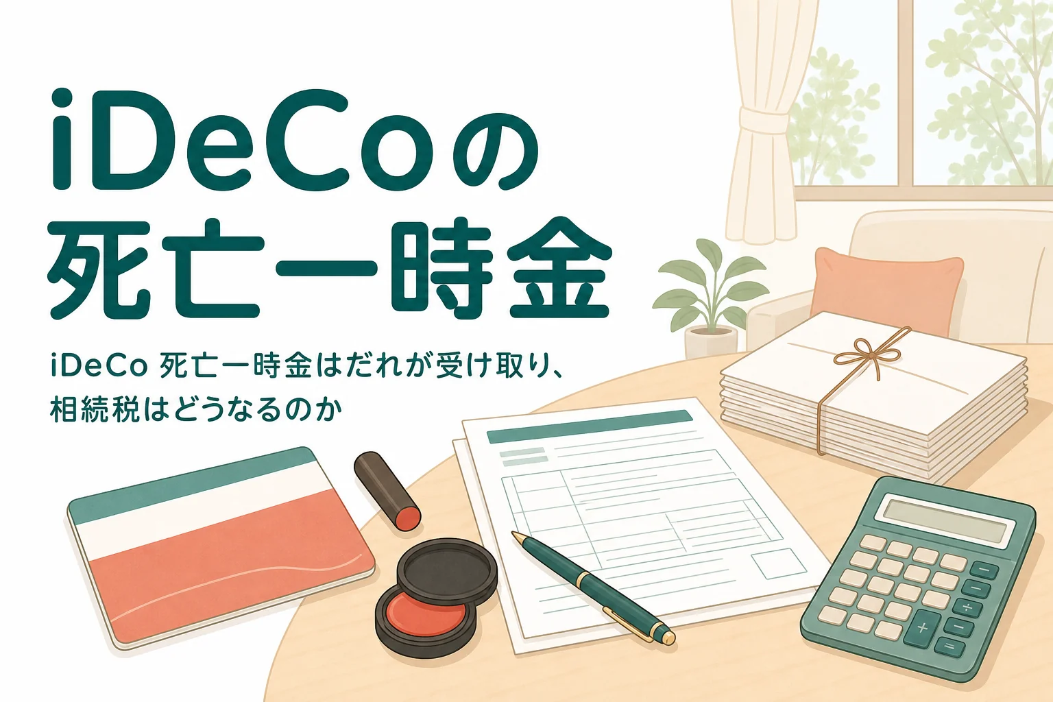 iDeCoを積み立て中に亡くなった時の死亡一時金の受取人と相続税を解説する記事のアイキャッチ