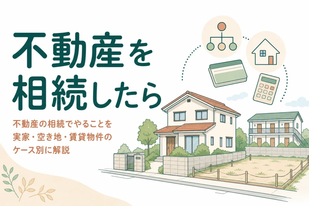 実家・空き地・賃貸物件のケース別に不動産の相続でやることを解説する記事のアイキャッチ
