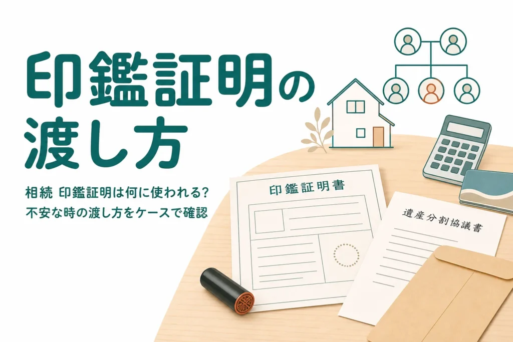 相続で印鑑証明を渡すのが不安な時に、使い道と渡し方を解説する記事のアイキャッチ