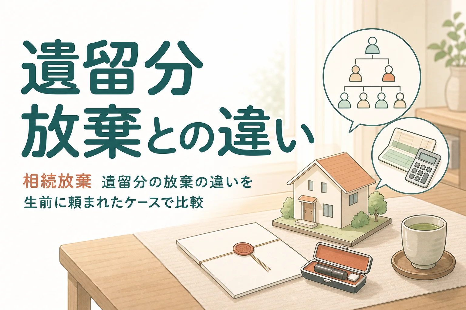 遺留分の放棄と相続放棄の違いを生前に頼まれたケースで比較する記事のアイキャッチ