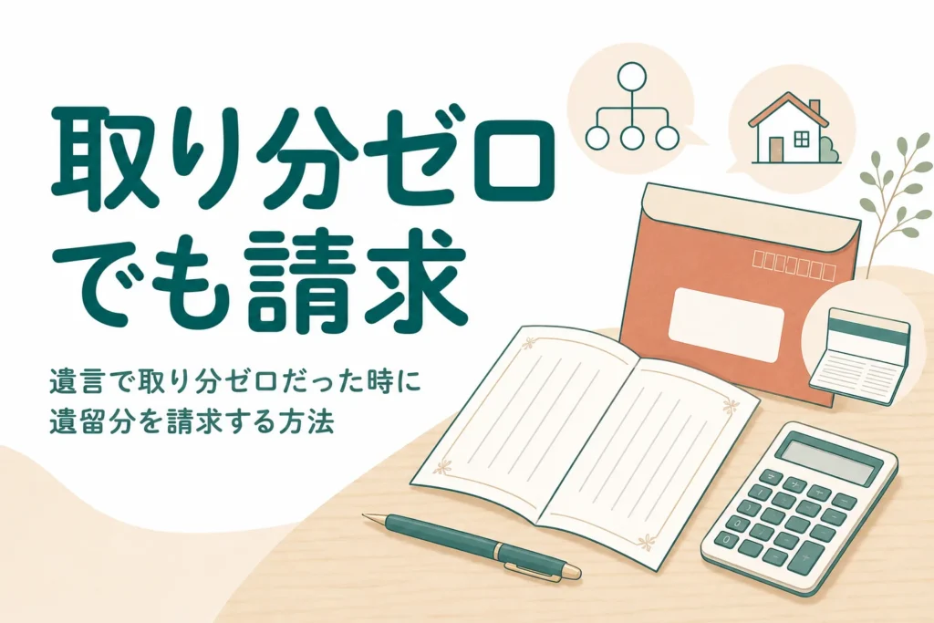 遺言で自分の取り分がゼロだった時に遺留分を請求する方法を紹介する記事のアイキャッチ