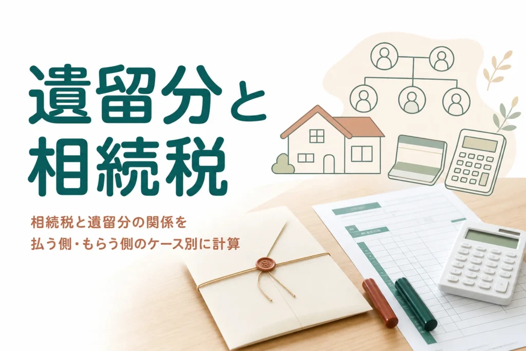 遺留分を請求された時の相続税を払う側・もらう側のケース別に計算する記事のアイキャッチ
