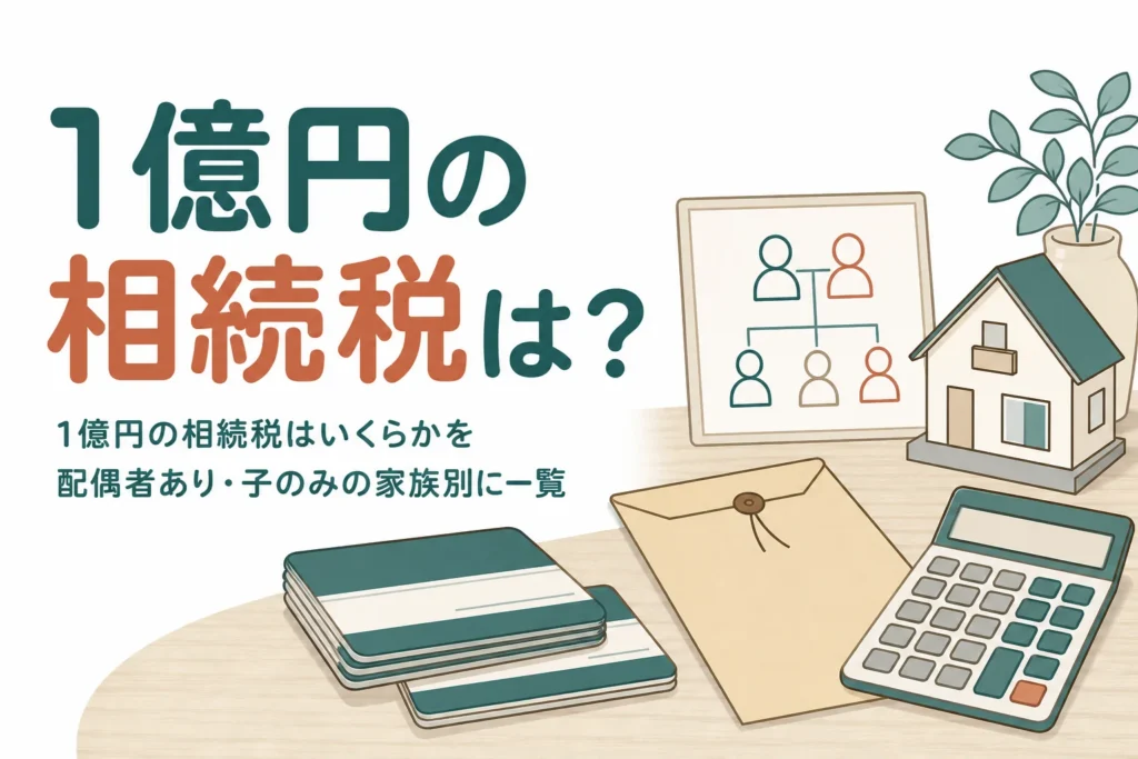 遺産1億円の相続税を家族別に一覧にした記事のアイキャッチ