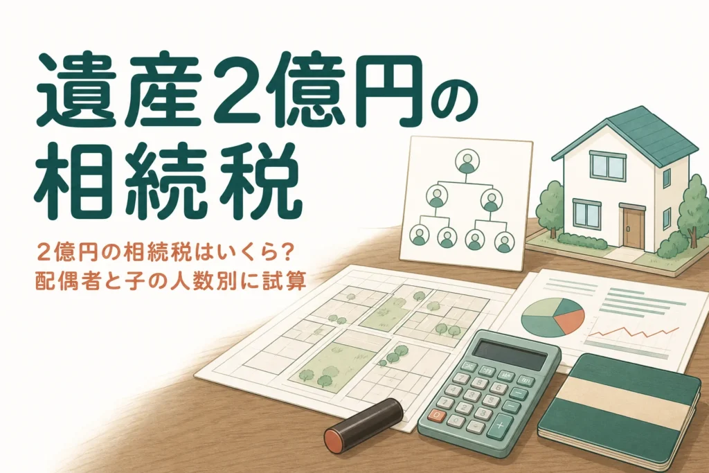 2億円の相続税はいくらかを配偶者と子の人数別に試算する記事のアイキャッチ