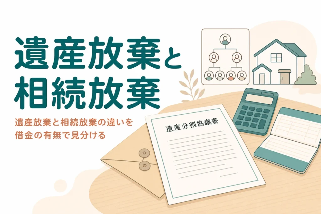 遺産放棄と相続放棄の違いを借金の有無で比べる記事のアイキャッチ