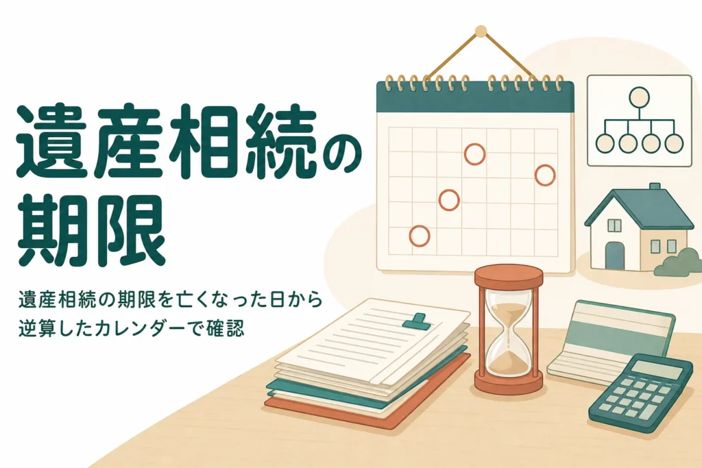 遺産相続の期限を亡くなった日から逆算した期限カレンダーとケース別の注意を紹介する記事のアイキャッチ