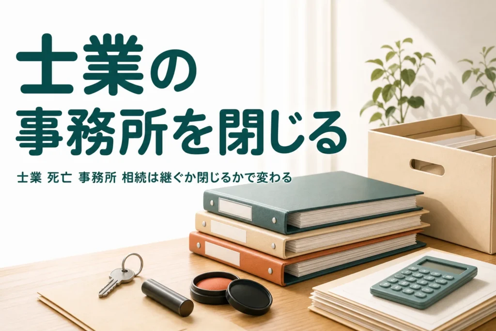 士業など資格で働いていた親が亡くなった時の事務所の閉じ方と相続を解説する記事のアイキャッチ