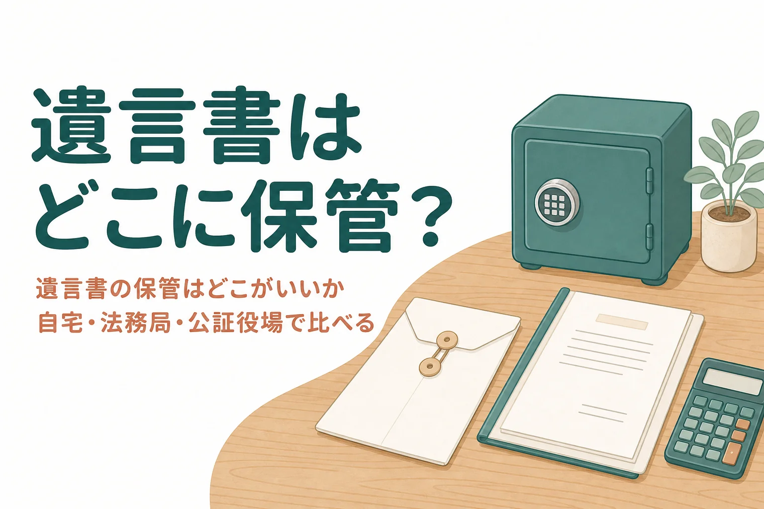 書いた遺言書をどこに保管するかを自宅・法務局・公証役場で比べる記事のアイキャッチ