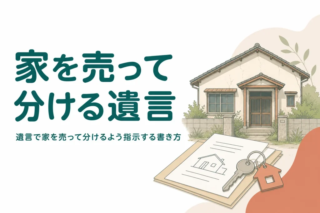 家を売って兄弟で分けるよう指示する遺言の書き方を説明する記事のアイキャッチ