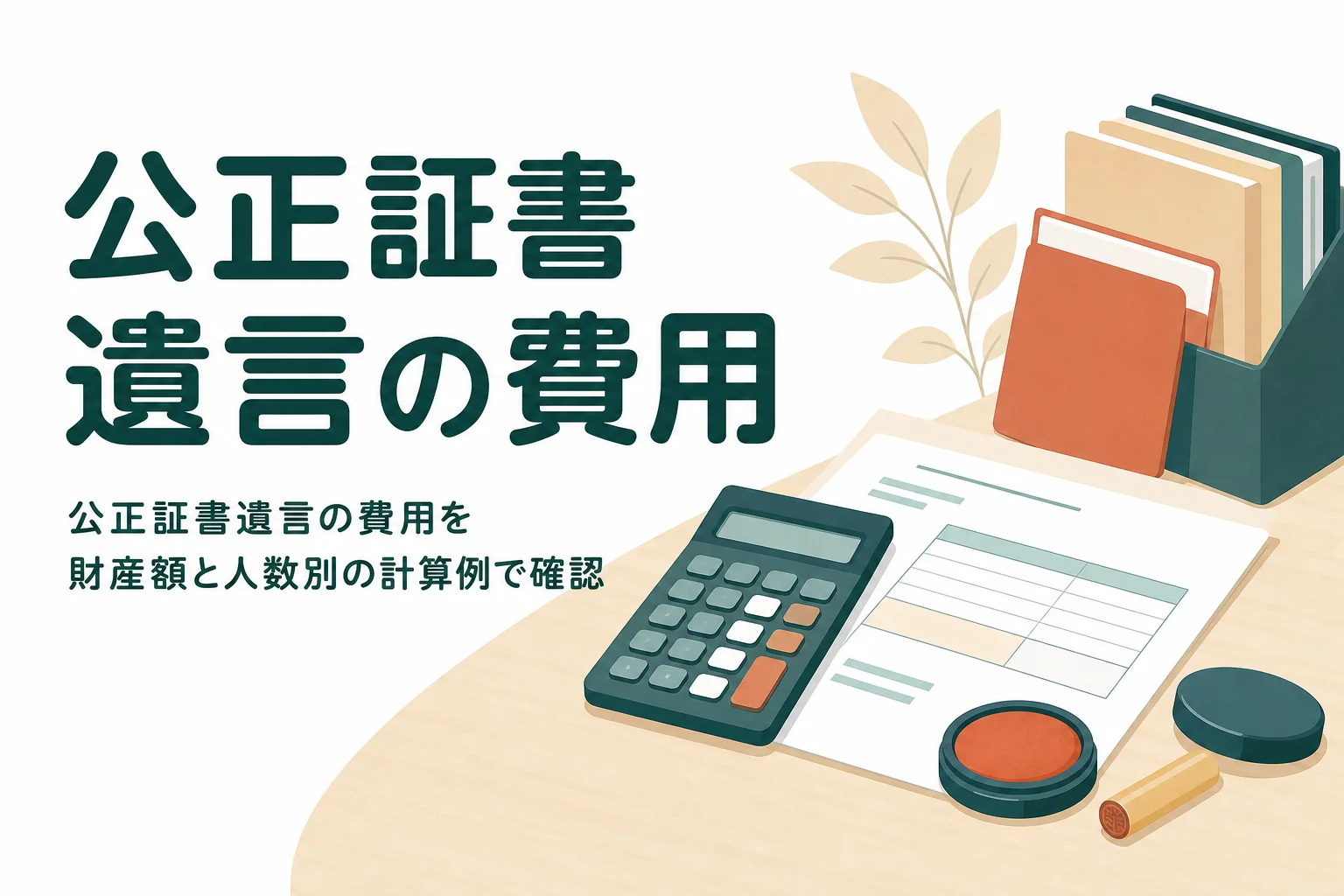 公正証書遺言の費用を財産額と人数別の計算例で確認する記事のアイキャッチ