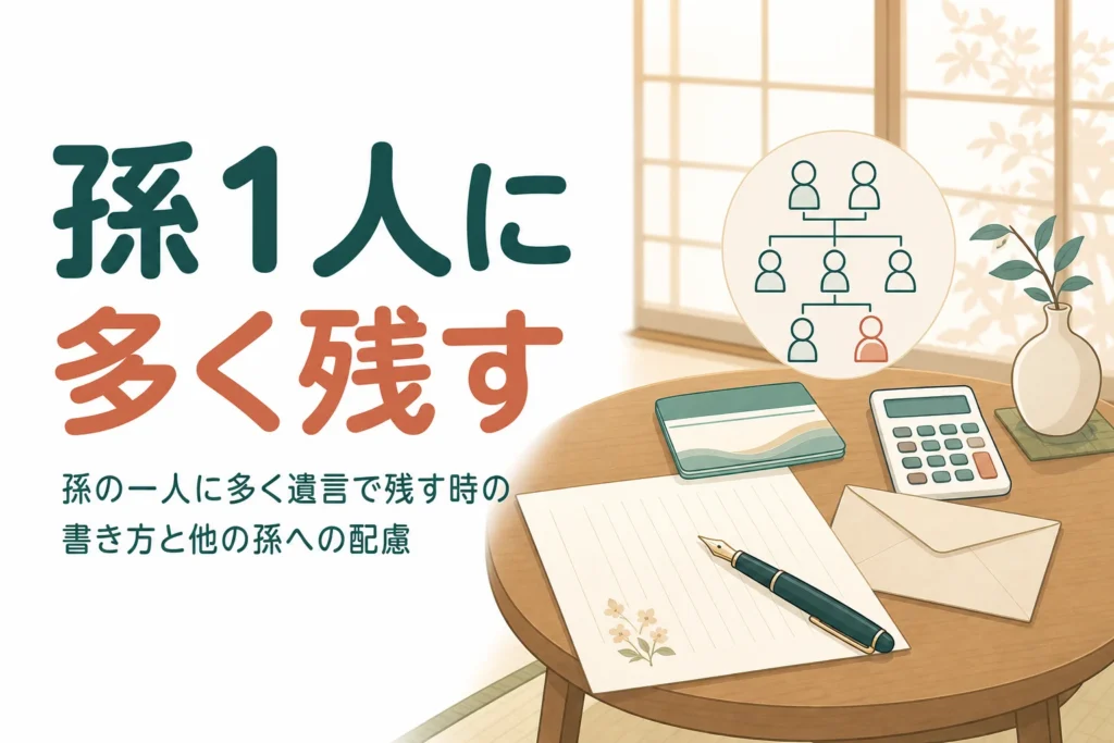 孫の1人に多く残す遺言の書き方と他の孫への配慮を解説する記事のアイキャッチ