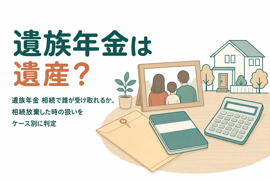 遺族年金が相続財産になるか、受け取れる家族と相続放棄した時の扱いを判定する記事のアイキャッチ