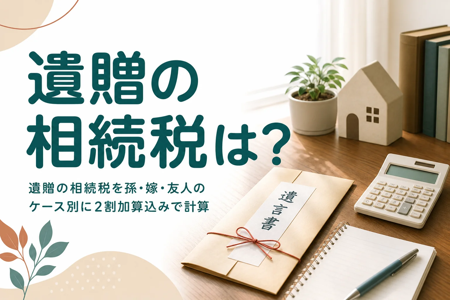 遺贈の相続税を孫・長男の妻・友人が受け取るケース別に計算する記事のアイキャッチ