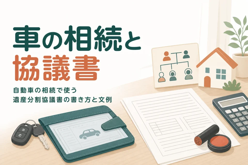 自動車を相続する時の遺産分割協議書の書き方と名義変更用の文例を解説する記事のアイキャッチ