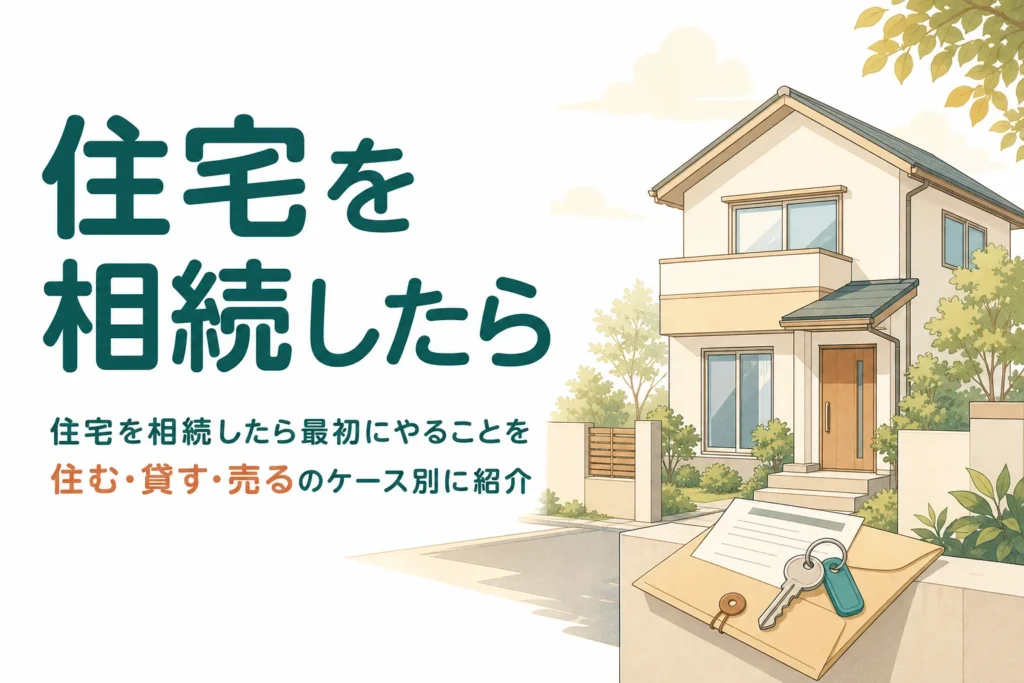 住宅を相続した時に最初にやることを、住む・貸す・売るのケース別にまとめた記事のアイキャッチ
