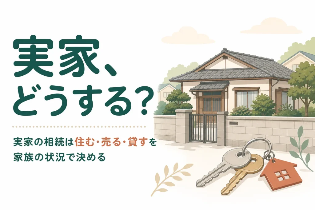 実家を相続した時に住む・売る・貸すを家族の状況別に考える記事のアイキャッチ