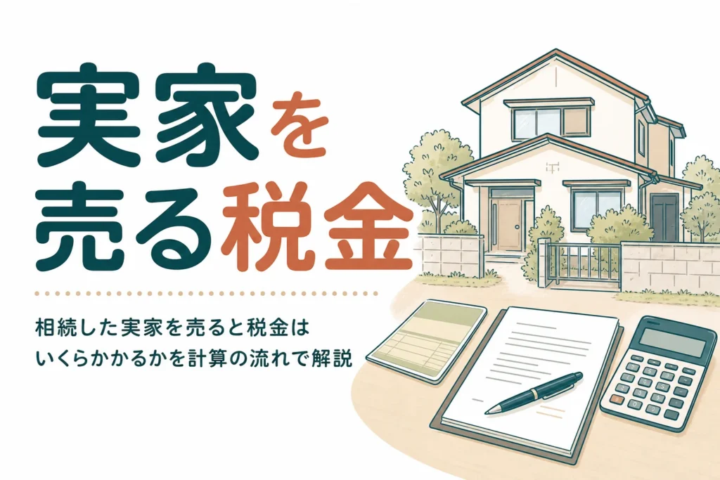 相続した実家を売る時にかかる税金の計算の流れを解説する記事のアイキャッチ