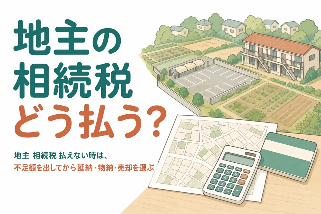 土地をたくさん持つ地主の相続で、相続税が払えない時の考え方を解説する記事のアイキャッチ