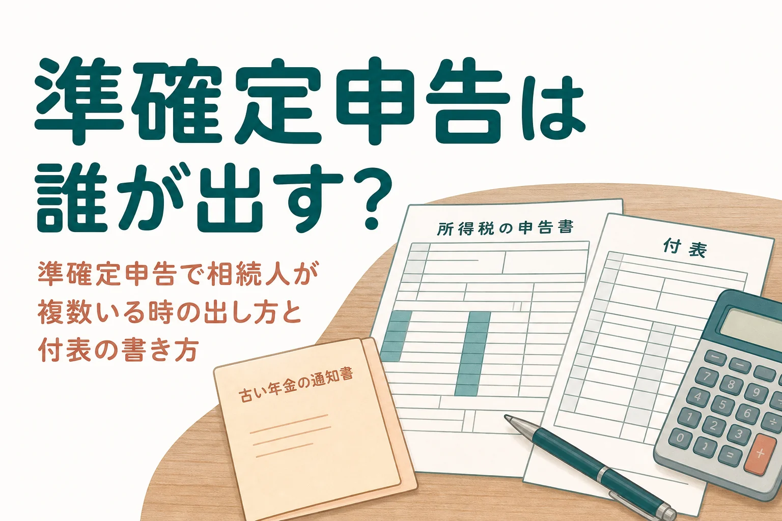 準確定申告で相続人が複数いる時の出し方と付表の書き方を解説する記事のアイキャッチ