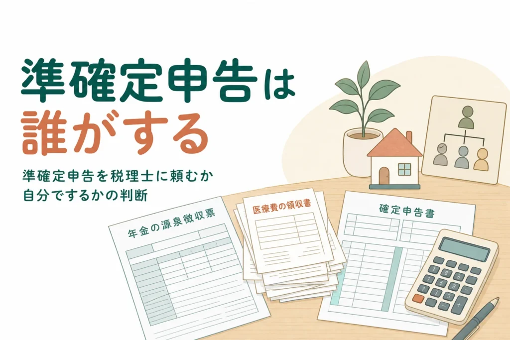 準確定申告を税理士に頼むべきか自分でできるかを解説する記事のアイキャッチ
