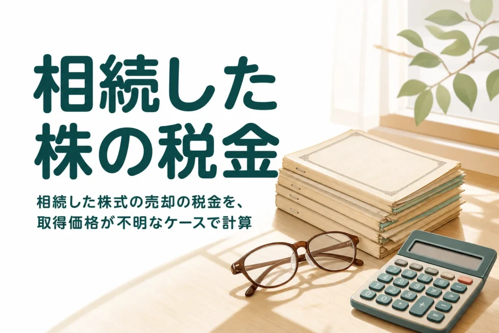 相続した株式を売った時の税金を取得価格が不明なケースで計算する記事のアイキャッチ