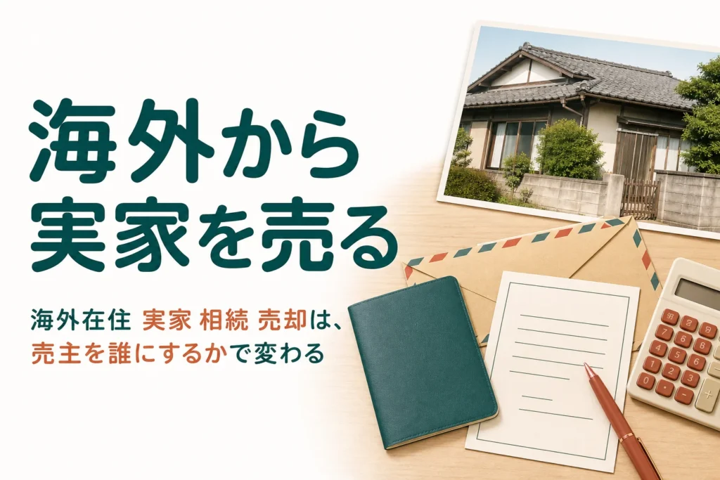 海外在住の相続人が日本の実家を相続して売る時の流れを解説する記事のアイキャッチ