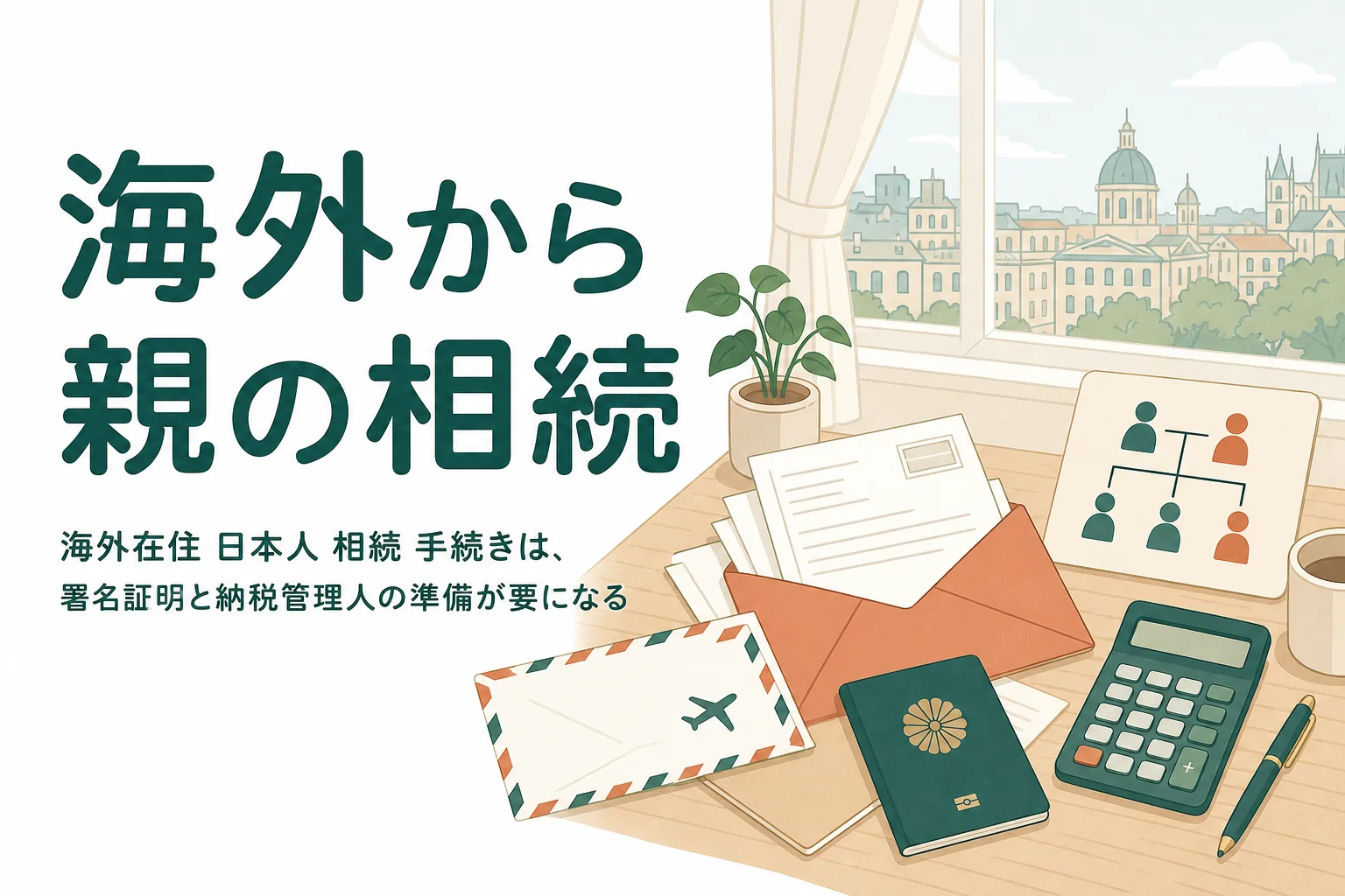 海外に住む日本人が日本の親の財産を相続する時の手続きと税金を解説する記事のアイキャッチ