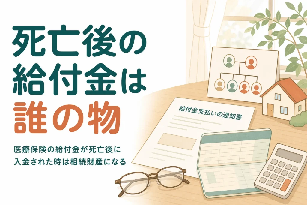 死亡後に入金された医療保険や介護保険の給付金が相続財産になるかをケース別に解説する記事のアイキャッチ