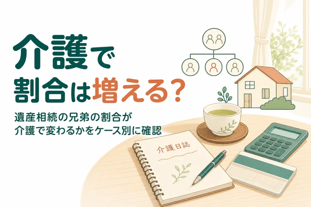 親を介護した兄弟の遺産相続の割合が寄与分で変わるかを、介護の程度別に確認する記事のアイキャッチ