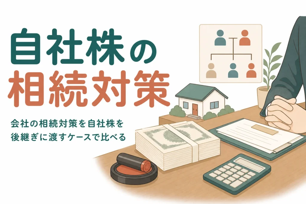 会社の相続対策を自社株を後継ぎに渡すケースで比べる記事のアイキャッチ