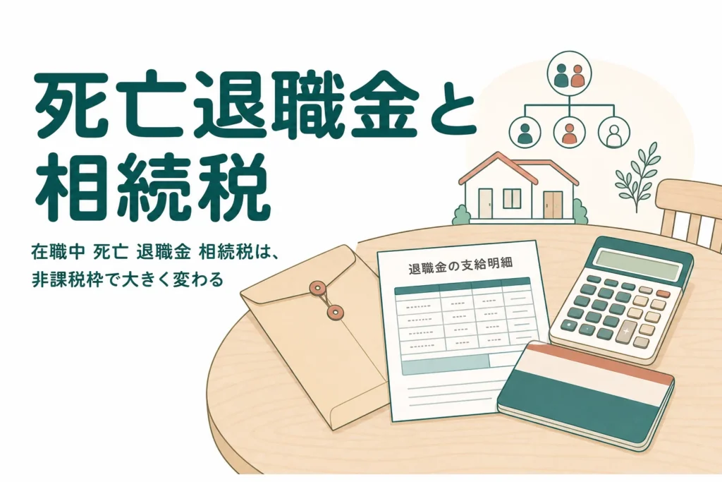 会社員の夫が在職中に亡くなった時の死亡退職金と相続税を解説する記事のアイキャッチ