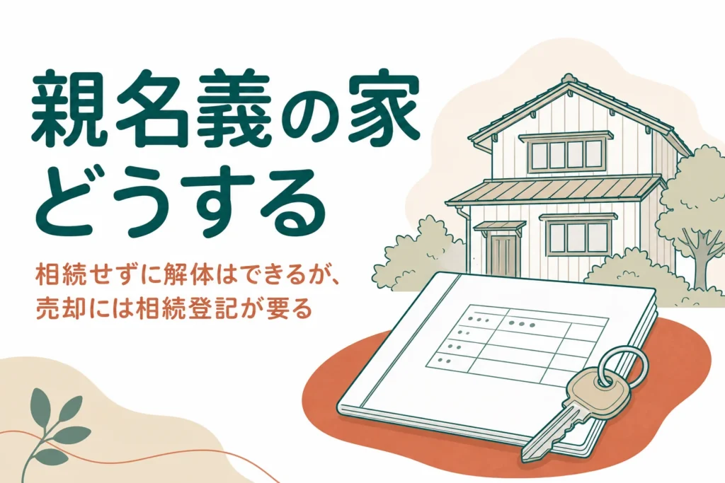 名義が親のままの実家を相続せずに解体・売却できるかを解説する記事のアイキャッチ