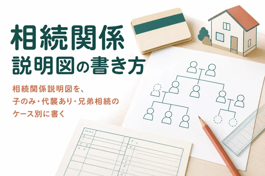 相続関係説明図の書き方を家族のパターン別に解説する記事のアイキャッチ
