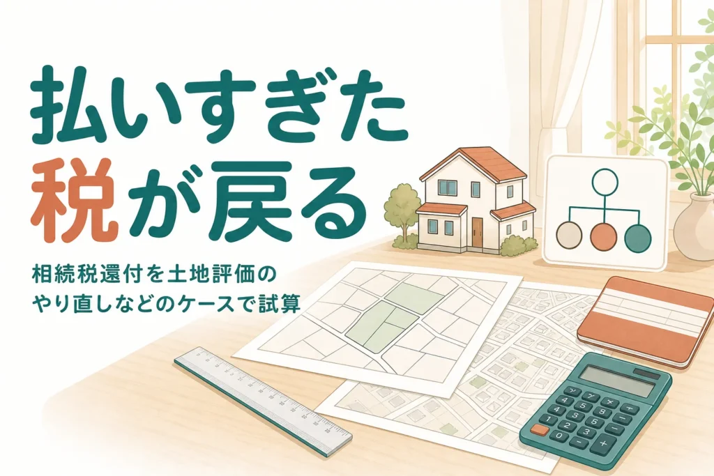 相続税還付を受けられるケースを土地評価のやり直しなどの例で紹介する記事のアイキャッチ