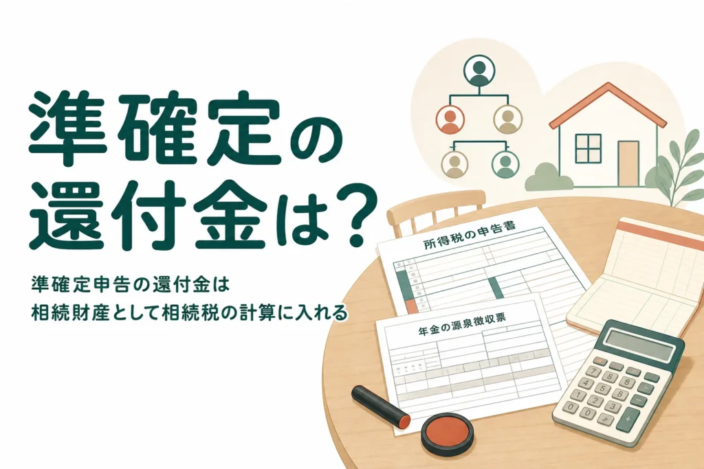 準確定申告で戻ってくる還付金が相続財産になるかと、受け取り方と分け方を解説する記事のアイキャッチ