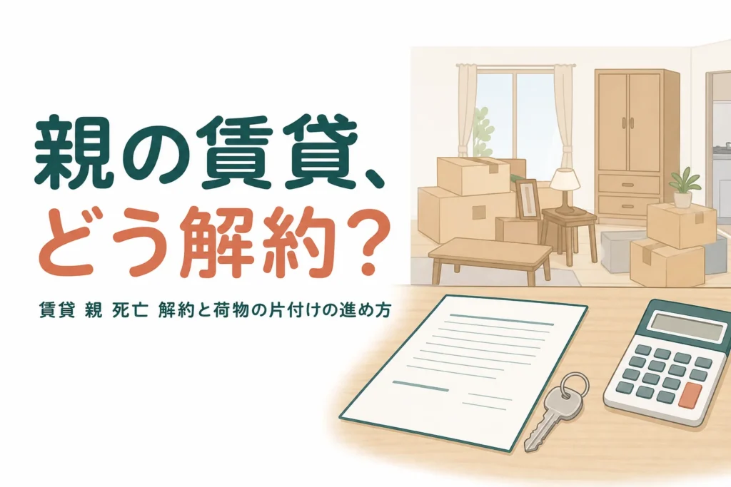 賃貸住宅に住んでいた親が亡くなった時の部屋の解約と荷物の片付けを解説する記事のアイキャッチ