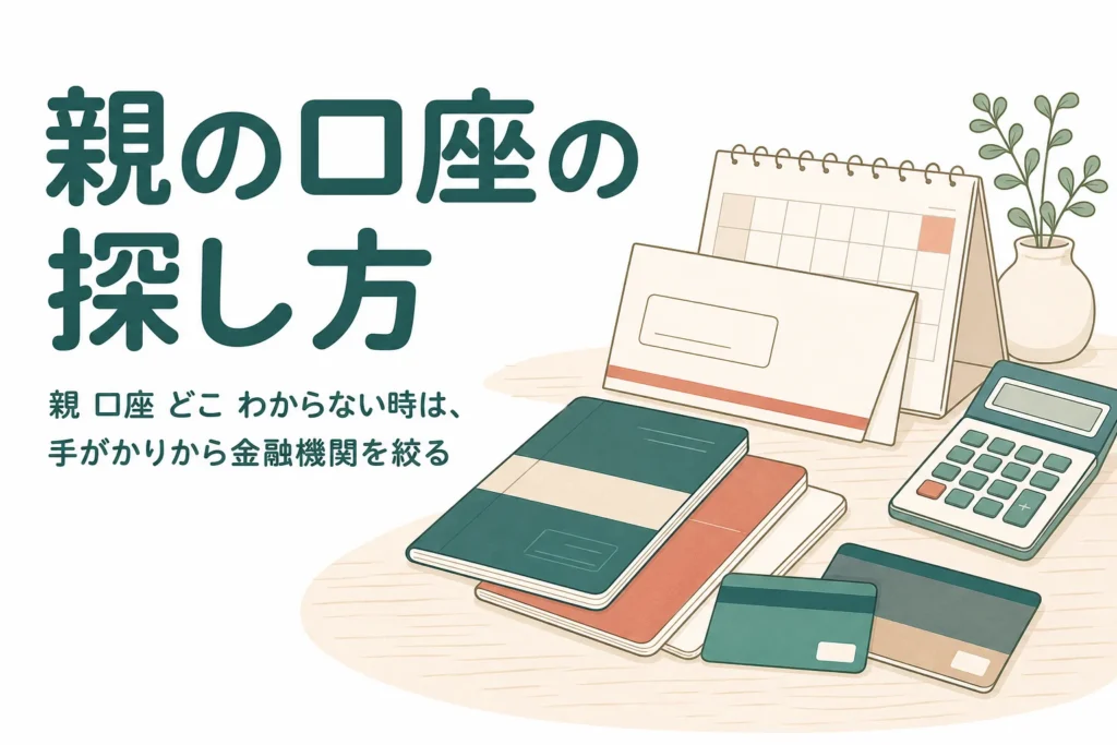親がどの銀行に口座を持っていたか分からない時の調べ方を解説する記事のアイキャッチ