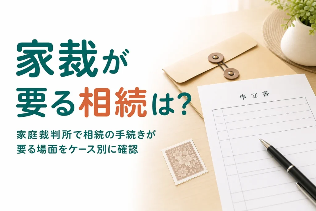 家庭裁判所で相続の手続きが要る場面をケース別に確認する記事のアイキャッチ