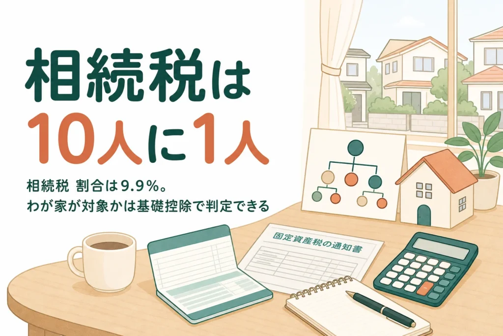 相続税を払う人の割合と、わが家が対象かの判定方法を解説する記事のアイキャッチ