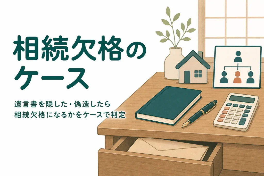 遺言書を隠した・偽造した場合に相続欠格になるかをケース別に解説する記事のアイキャッチ