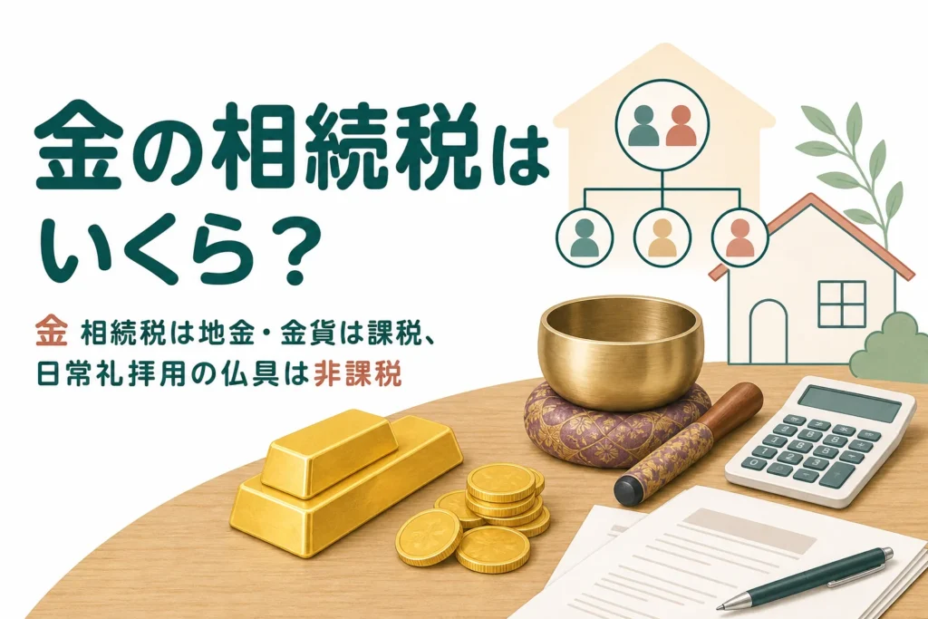 金地金・金貨・金の仏具を相続した時の相続税をケース別に解説する記事のアイキャッチ