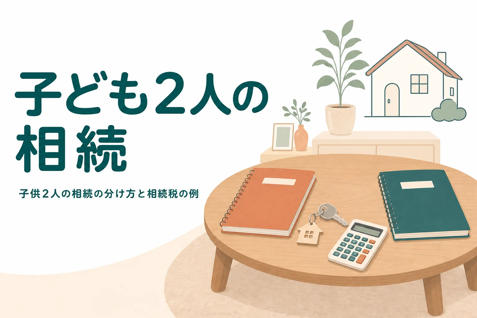 子どもが2人の家庭の相続でよくある遺産の分け方と相続税の例を解説する記事のアイキャッチ